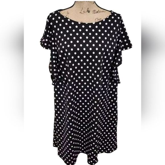 Lane Bryant black & white polka dot dress Flutter sleeves plus size 18/20 - Picture 1 of 13